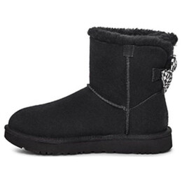 Кроссовки с клетчатым бантом короткие зимние ботинки Ugg, черный 1138132-blk | black