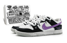 Кроссовки Nike Dunk Skateboarding Shoes Women's Low-top Black/purple/white, черный dh9765-102(team131-恶棍天使紫sbox) | black