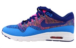 Кроссовки Nike Air Max 1 Ultra Flyknit Photo Blue/Deep Royal Blue Women's, синий/розовый 843387-400 | blue/pink