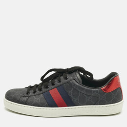 Gucci Black GG Supreme Canvas Ace Sneakers Size 42 1217762