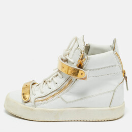 Giuseppe Zanotti White Leather Coby High Top Sneakers Size 37 1217667