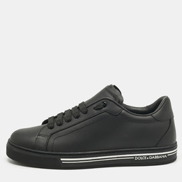 Dolce & Gabbana Black Leather Roma Low Top Sneakers Size 40 1217977