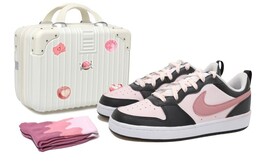 Кроссовки Nike Court Borough Skateboard Shoes Women's Low-Top Black White Pink bq5448-104
