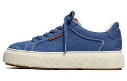 Кроссовки Tory Burch Logo-patch Lace-up Denim Sneakers, синий 150228-400 | blue