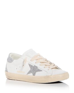 Женские низкие кроссовки Super-Star с кристаллами Swarovski Golden Goose 4815386 | white silver
