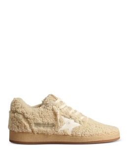Женские низкие кроссовки Ball Star Shearling Golden Goose 4630863 | beige white