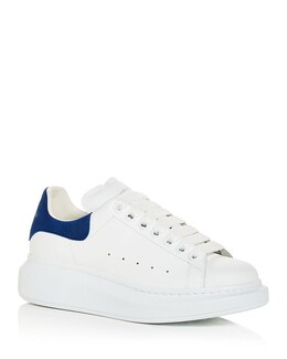 Женские замшевые кроссовки большого размера на каблуке Alexander McQueen 3486992 | white/navy