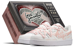 Кроссовки Nike Court Borough Skateboard Shoes Women's Low-Top White Pink bq5448-100(teama-甜酷凯蒂s-box) | chalk white