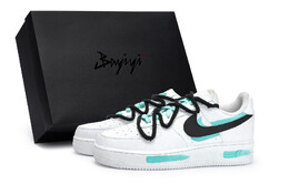 Кроссовки Air Force 1 для скейтбординга, унисекс, низкие, черный/Тиффани Nike cw2288-111(team80-男女卷青空蒂s-box) | black and white tiffany