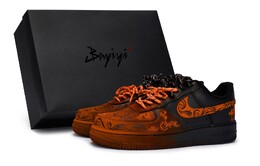 Кроссовки Air Force 1 для скейтбординга, унисекс, низкие, оранжевый Nike cw2288-001(team80-披荆斩棘橘s-box） | black/orange