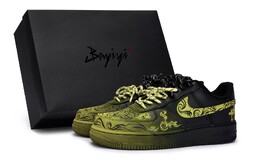 Кроссовки Air Force 1 для скейтборда, унисекс, низкие, желтый Nike cw2288-001(team80-披荆斩棘黄s-box） | black/yellow