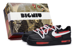 Кроссовки Nike Air Force 1 Skateboarding Shoes Unisex Low-top White/Red, черный/оранжевый cw2288-001(team80-男女明月斜红s-box) | black/dark obsidian/total orange