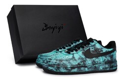 Кроссовки Air Force 1 для скейтборда унисекс с низким верхом Tiffany Nike, цвет Black Tiffany cw2288-001(team80-男女星染云岚蒂sbox） | black tiffany