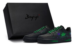 Кроссовки Nike Air Force 1 Skateboarding Shoes Unisex Low-top Green/black, черный/зеленый cw2288-001(team80-男款泯灭s-box） | black/green