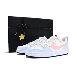 Кроссовки Nike Court Borough Skateboarding Shoes Women's Low-top Beige/Blue, голубой fv8120-141(team-134马卡龙双礼盒） | glacier blue pink