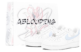 Кроссовки Nike Air Force 1 Skateboarding Shoes Unisex Low-top Silver/Blue, голубой cw2288-111(team14-蓝银蝴蝶s-box) | light blue
