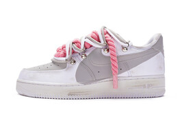 Кроссовки для скейтбординга Air Force 1 женские с низким верхом, белые/серые/розовые Nike dd8959-100(team80-女款''t10''白灰)