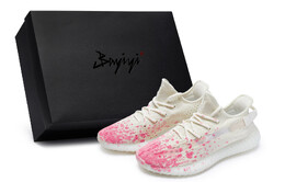 Кроссовки Adidas Yeezy Boost 350 V2 Lifestyle Shoes Unisex Low-top Fuchsia, белый/фуксия hq6316(team80-男女同款霜玫幻彩s-box） | white/fuchsia