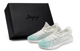 Кроссовки Adidas Yeezy Boost 350 V2 Lifestyle Shoes Unisex Low-top Cyan, белый/черный hq6316(team80-男女同款霜青幻彩s-box) | white/volt/light lemon twist/black