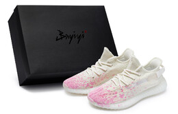 Кроссовки Adidas Yeezy Boost 350 V2 Lifestyle Shoes Unisex Low-top Pink/white, розовый hq6316(team80-男女同款霜粉幻彩s-box) | white/pink