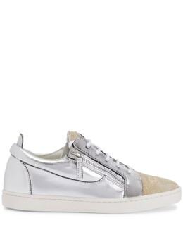 Кроссовки Giuseppe Zanotti Nicki Leather, серебристый/бежевый rw10067k13 | серебристый