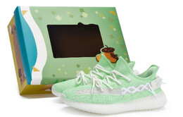 Кроссовки Yeezy Boost 350 V2 Lifestyle унисекс с низким верхом белого/зеленого цвета Adidas hq6316(team80-男女同款月光绿s-box) | green/white