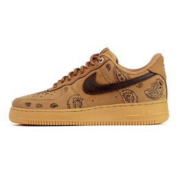 Кастомизированные кроссовки Nike Air Force 1 Skateboarding Shoes Unisex, коричневый cj9179-200（team356-复古腰果花） | wheat