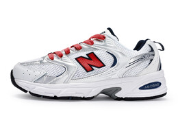 Кроссовки New Balance 530 Cushioned Slip-Resistant Breathable, белый/серебристый/красный mr530sg(team80-男女款无糖苏打红s-box) | silver red