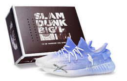 Кроссовки Adidas Yeezy Boost 350 V2 Lifestyle Shoes Unisex Low-top White/Royal Blue, белый/синий hq6316(team80-男女同款恋爱讯号蓝s-box) | white/blue