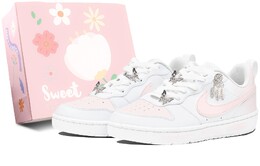 Кроссовки Nike Court Borough Skateboard Shoes Women's Low-Top White Pink bq5448-100（team375-女款粉桃蜜露sbox） | chalk white