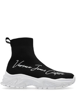 Versace Jeans Couture кроссовки-носки с логотипом, черный 77va3sv5zs681 | черный