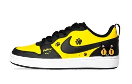 Nike Court Borough Elf Cat Антискользящие Износостойкие Низкие Кроссовки для Скейтбординга GS Черный Желтый bq5448-115(team286-精灵猫) | black yellow