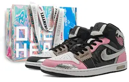 Женские баскетбольные кроссовки Air 1 Mid-Top Vintage розово-серые Jordan, розово-серые асимметричные dq8423-103(team16-粉灰鸳鸯女款bx) | pink gray mismatched