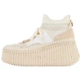 Chloé Кроссовки Chloe Nama Mid Top Casual, женские, бежевые chc23a909y024t | original shoe box included