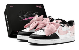 Кроссовки Nike Court Borough Skateboard Shoes Women's Low-Top Black bq5448-115(teams2-爱心黑粉s-box) | pink