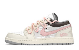 Баскетбольные кроссовки Air 1 Vintage женские с низким верхом, белый/бежевый/розовый Jordan 553560-053(teama-粉邮件) | off white/pink