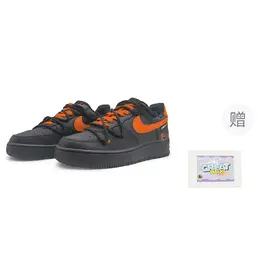 Nike Кроссовки Air Force 1 с низким верхом, устойчивые к истиранию, унисекс, черно-оранжевые cw2288-001(team322-男女同款橘子气泡) | black orange with complimentary print