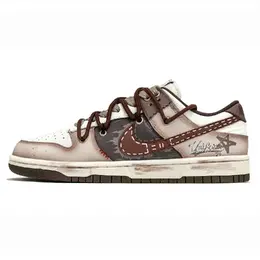 Nike Кроссовки для скейтбординга Wilderness Warrior Dunk Mikawa с низкой амортизацией, унисекс, серо-коричневые dd1503-124(team821-荒野镖客) | gray brown