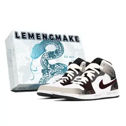 Jordan 1. Износостойкие винтажные баскетбольные кроссовки среднего размера унисекс, белые, коричневые dq8426-001(team778-灵山瑞蛇s-box) | white brown