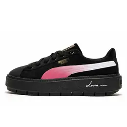 Puma Кроссовки для скейтбординга Platform Trace с антискользящим покрытием, износостойкие, женские, черные, белые, розовые 372613-01(team10-粉墨渐变s) | black white pink
