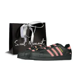 Adidas Кроссовки для скейтбординга Superstar, унисекс, низкие, черные, розовые eg4959（team1111-初恋纸飞机sbox） | black
