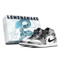 Jordan Баскетбольные кроссовки Air 1 Joy Lemon, износостойкие, нескользящие, винтажные, среднего размера, унисекс, белые, серые dq8426-001(team778-虚无蛇影s-box) | white gray