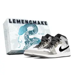 Jordan Баскетбольные кроссовки Air 1 Joy Lemon, износостойкие, нескользящие, винтажные, среднего размера, унисекс, белые, коричневые dq8426-001(team778-祥蛇降世s-box) | white brown