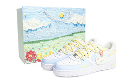 Nike Кроссовки Air Force 1 с антискользящим покрытием, износостойкие, низкие, для скейтбординга, унисекс, белые, синие cw2288-111（team1110-幻蓝蜜熊s-box） | white blue