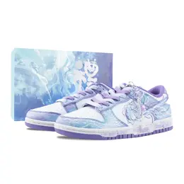 Nike Кроссовки для скейтбординга Dunk A Midsummer Night's Dream с противоскользящим покрытием, износостойкие, унисекс, белые, фиолетовые dd1873-108（team626-仲夏夜之梦-sbox） | white purple (special box)