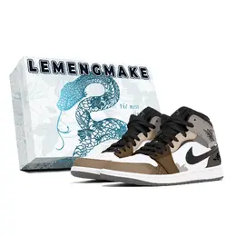 Jordan Баскетбольные кроссовки Air 1 Joy Lemon, износостойкие, винтажные, среднего размера, коричневые, унисекс dq8426-001(team778-祥蛇魅影s-box) | brown