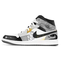 Jordan Баскетбольные кроссовки Air 1 Joy Lemon, износостойкие, винтажные, среднего размера, унисекс, черно-серого цвета dq8426-001(team778-金辉鳞影) | black gray