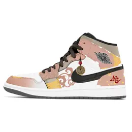 Jordan Баскетбольные кроссовки Air 1 Joy Lemon, износостойкие, среднего размера, винтажные, унисекс, оранжево-розовые dq8426-001(team778-蛇云亨通) | orange pink
