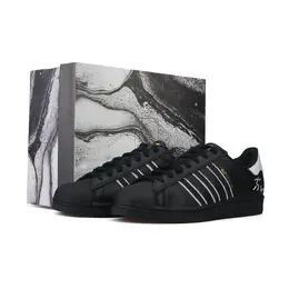 Adidas SUPERSTAR противоскользящие износостойкие низкие кроссовки для скейтбординга унисекс, черные, белые eg4959（team849-牛仔很忙box） | black white
