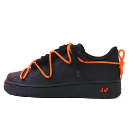 Nike Кроссовки Air Force 1 Low Top для скейтбординга унисекс, черные cw2288-001（team91- 解构涂鸦橙） | black